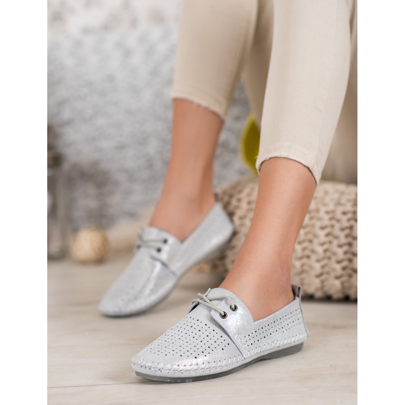 VINCEZA leather sneakers grey 2