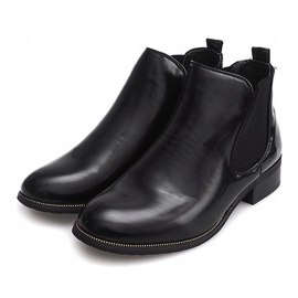 Lacquered Booties With an elastic band QQ48A Black 1