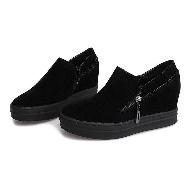 Suede Sneakers On Wedge 9168 Black 1