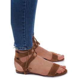 Boho 8-38 Camel Suede Sandals brown 1