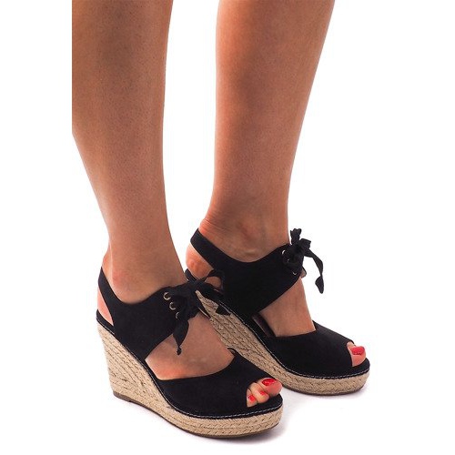 Wedge Sandals Espadrilles B2909 Black 2