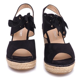 Wedge Sandals Espadrilles B2909 Black 1