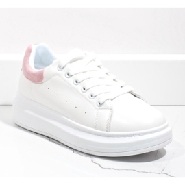 White sneakers with a thick sole 7935-SP pink 1