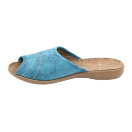 Cork Befado women's slippers 254D010 blue 2