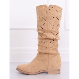 Beige openwork wedge boots NC1015 Beige 1