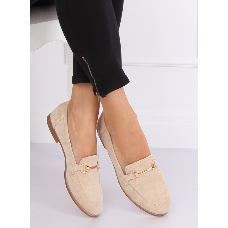 Ladies' beige loafers T355P Beige 2