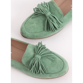 Green women's loafers with fringes T357P Green 1