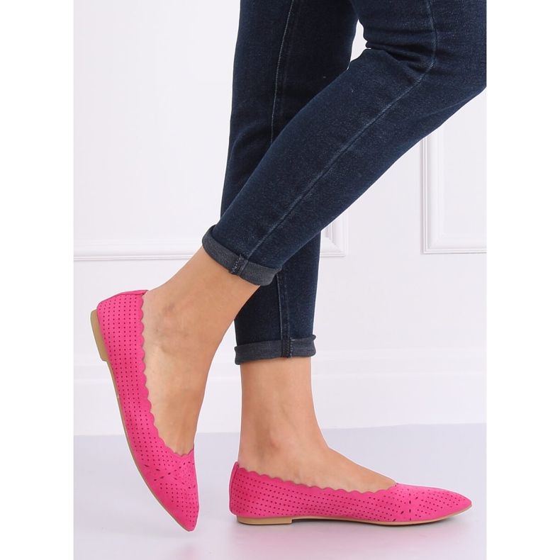 Fuchsia openwork ballerinas NK18P Fushia pink 1