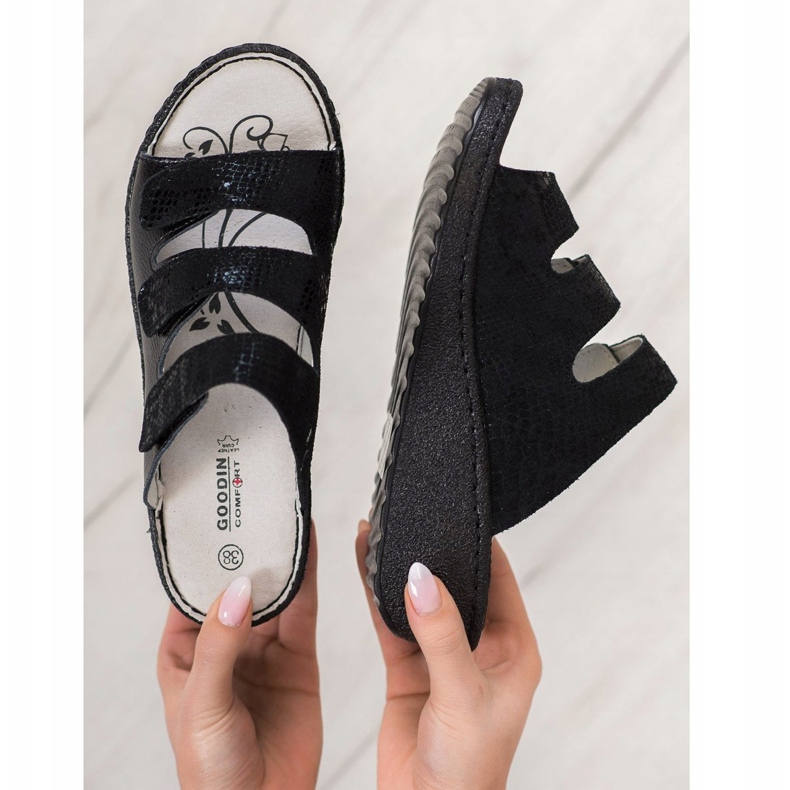 Goodin Black Leather Slippers 2