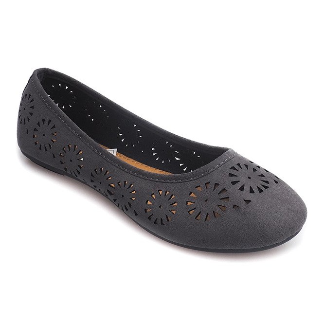 Openwork Ballerinas A009 Gray grey 1