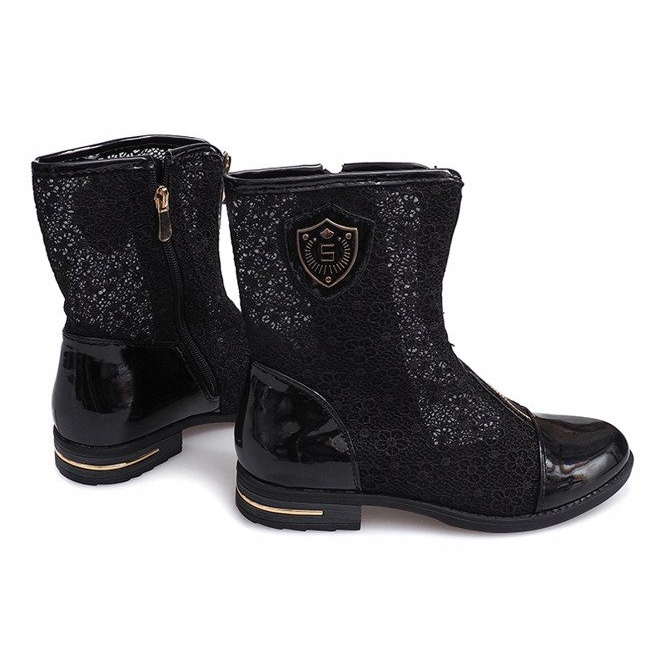 Openwork Boots Zippered X362 Black 1