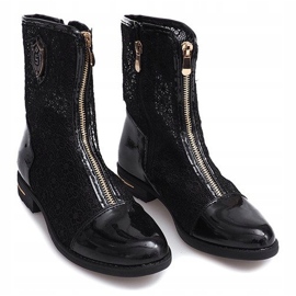 Openwork Boots Zippered X362 Black 2
