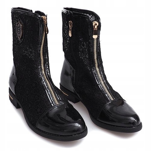 Openwork Boots Zippered X362 Black 2