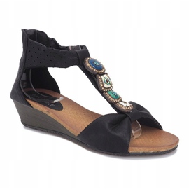Black Perlina wedge sandals 1