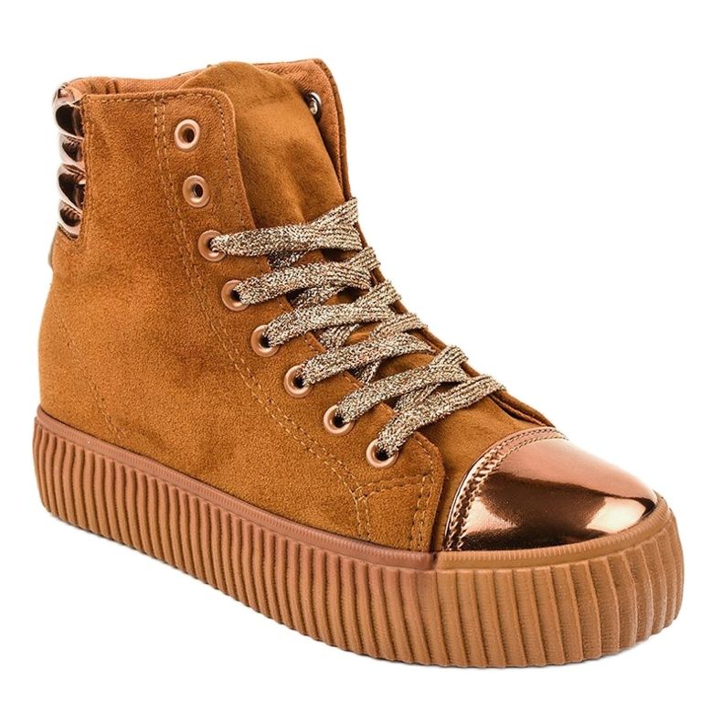 Brown women's platform sneakers TL-53 1