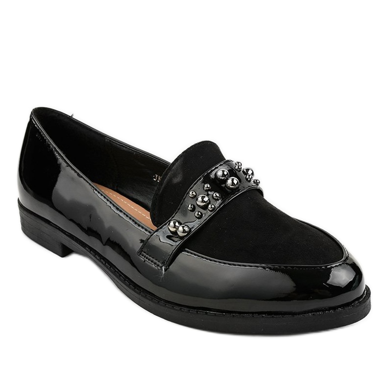 Black slip-on shoes with JN-27 studs 1