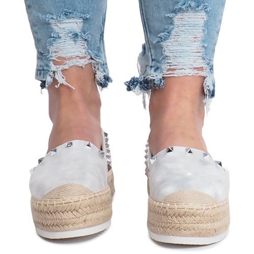 Silver espadrilles on the Glam wedge grey 1