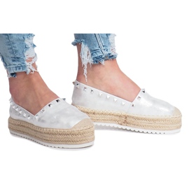 Silver espadrilles on the Glam wedge grey 2