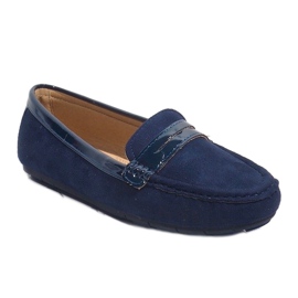 Navy blue moccasins with a buckle FM2958-3 1