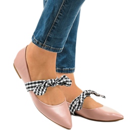 Pink lace-up ballerinas with bows NK07P 1