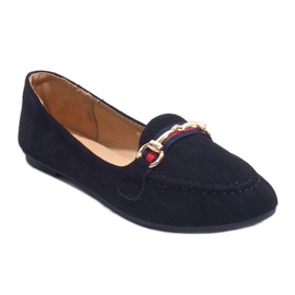 Black moccasins ballerinas with a B2027 buckle 1
