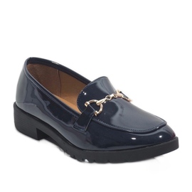 Women's navy blue moccasins A9002 1