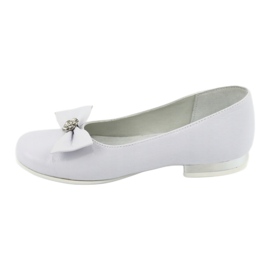 Girls' Ballerinas leather white miko 800 with a bow 2