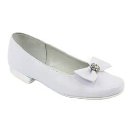 Girls' Ballerinas leather white miko 800 with a bow 1