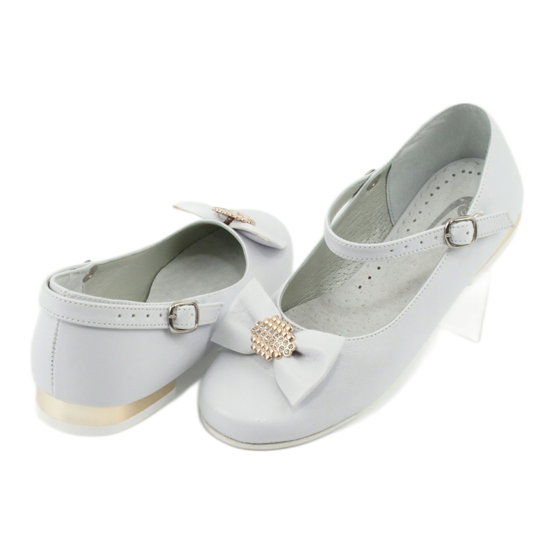 Miko white children's communion ballerinas yellow 4