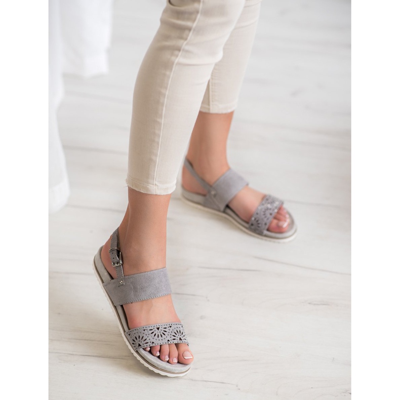 Evento Gray Openwork Sandals grey 1