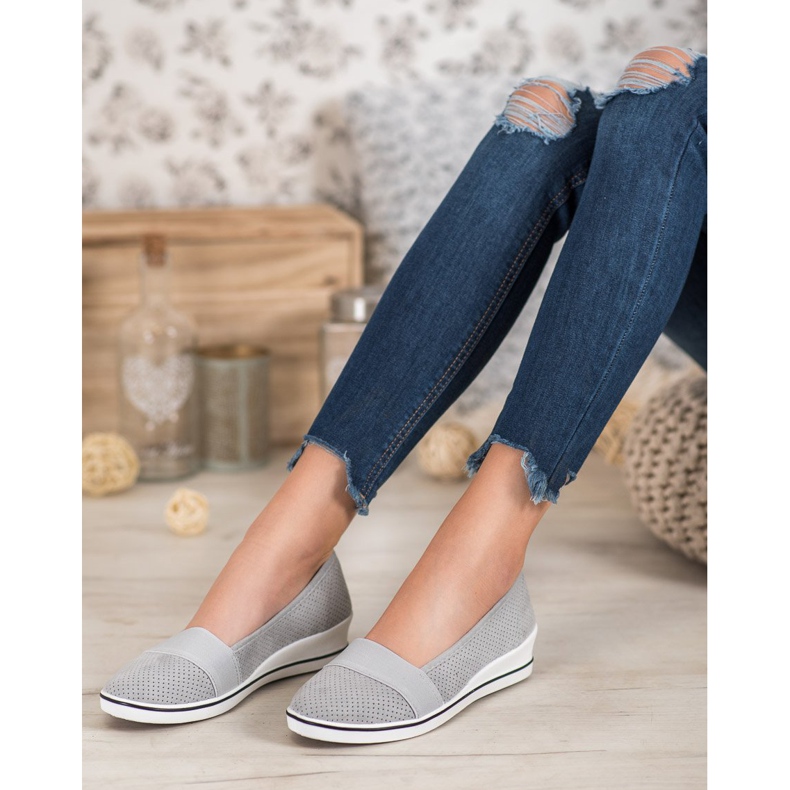 SHELOVET Gray Ballerina On Wedge grey 1