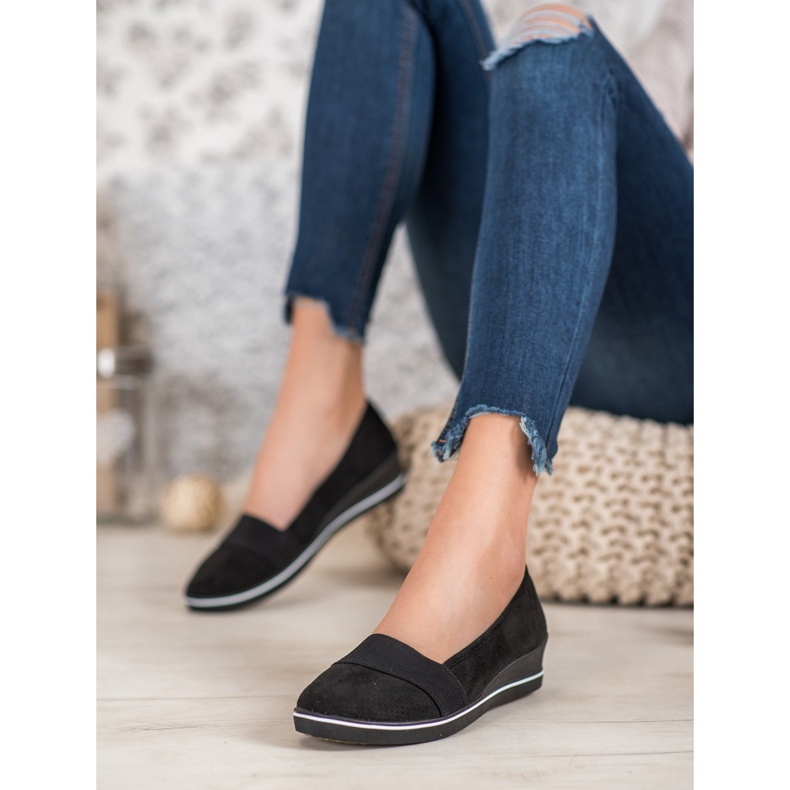 SHELOVET Black Ballerina On Wedge 1