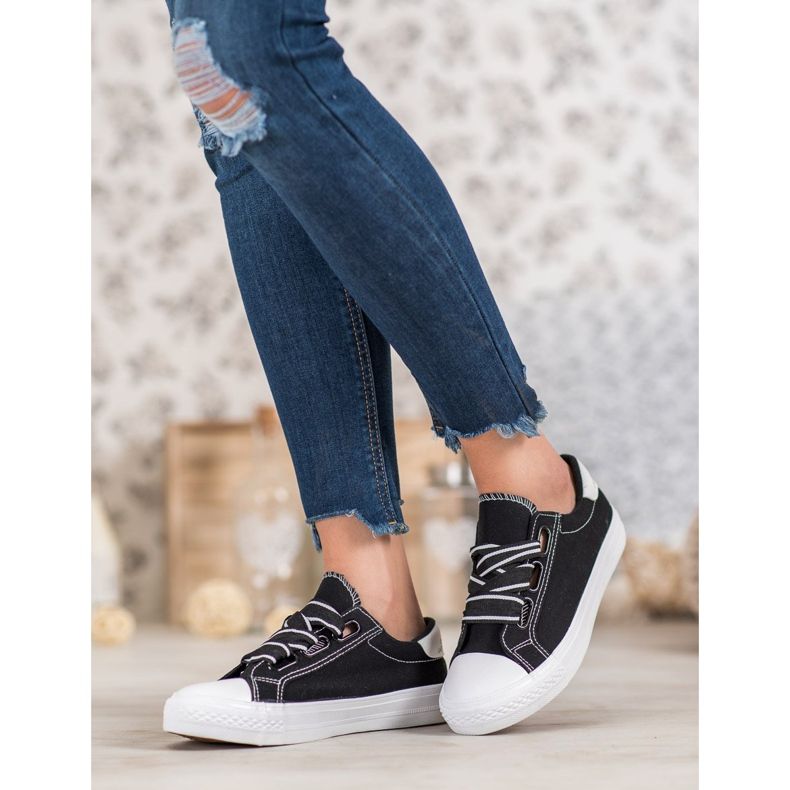 SHELOVET Comfortable Textile Sneakers black 1