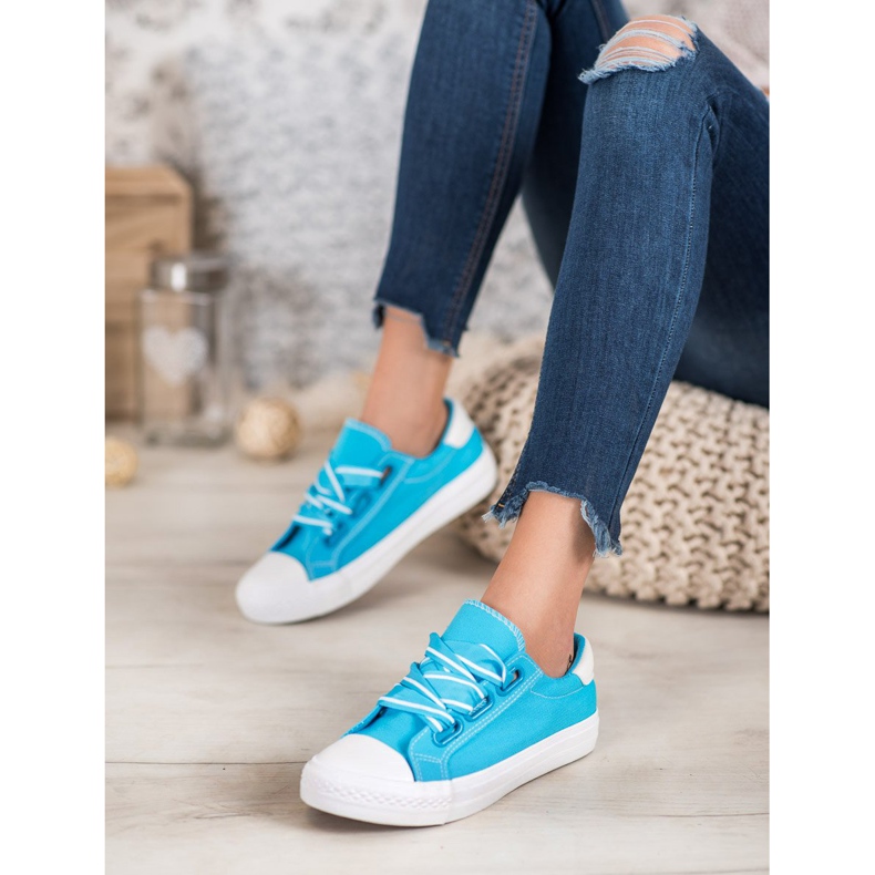 SHELOVET Comfortable Textile Sneakers blue 1