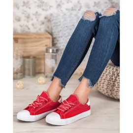 SHELOVET Comfortable Textile Sneakers red 1