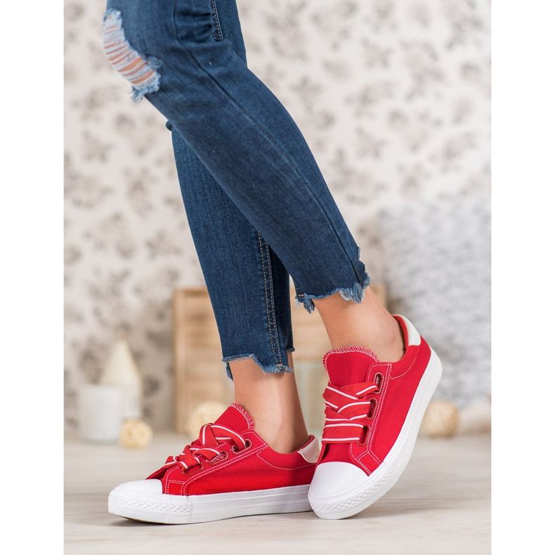 SHELOVET Comfortable Textile Sneakers red 2