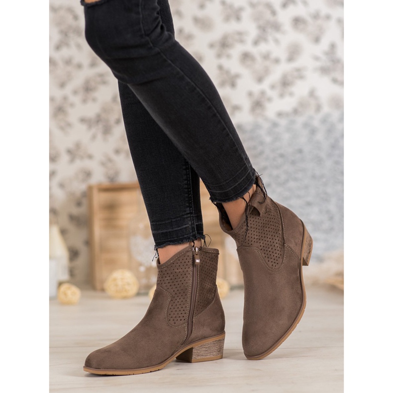 Filippo Openwork cowboy boots brown 2