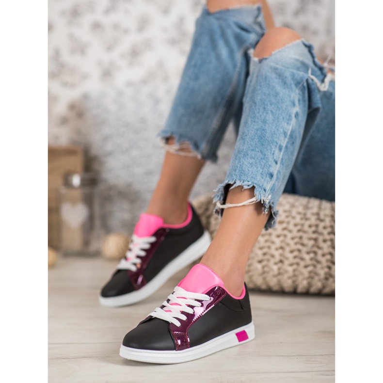 Ideal Shoes Fashionable Sneakers With Eco Leather black multicolored 2