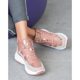 Ideal Shoes High Boots On The Platform pink multicolored 2