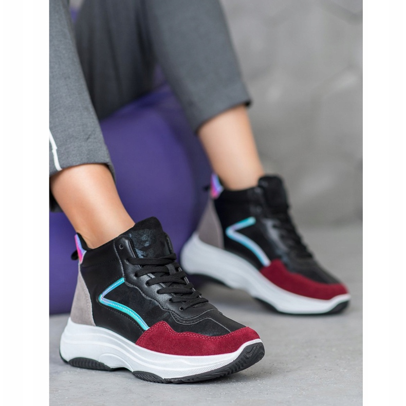 Ideal Shoes High Boots On The Platform black multicolored 1