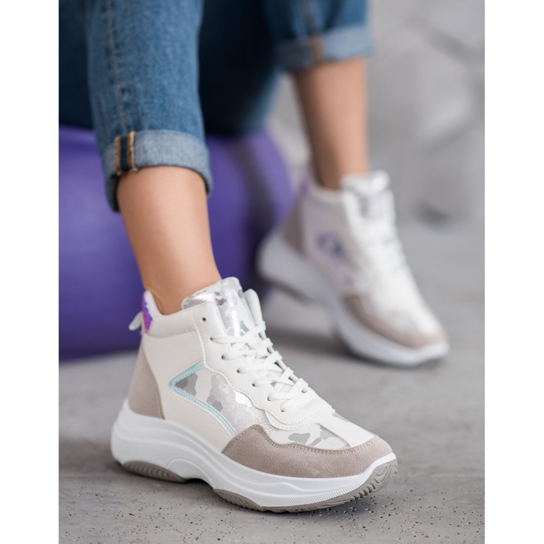 Ideal Shoes High Boots On The Platform white brown multicolored 2