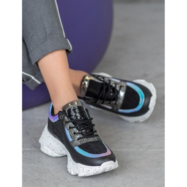 SHELOVET Sneakers With Sequins On The Platform black multicolored 2