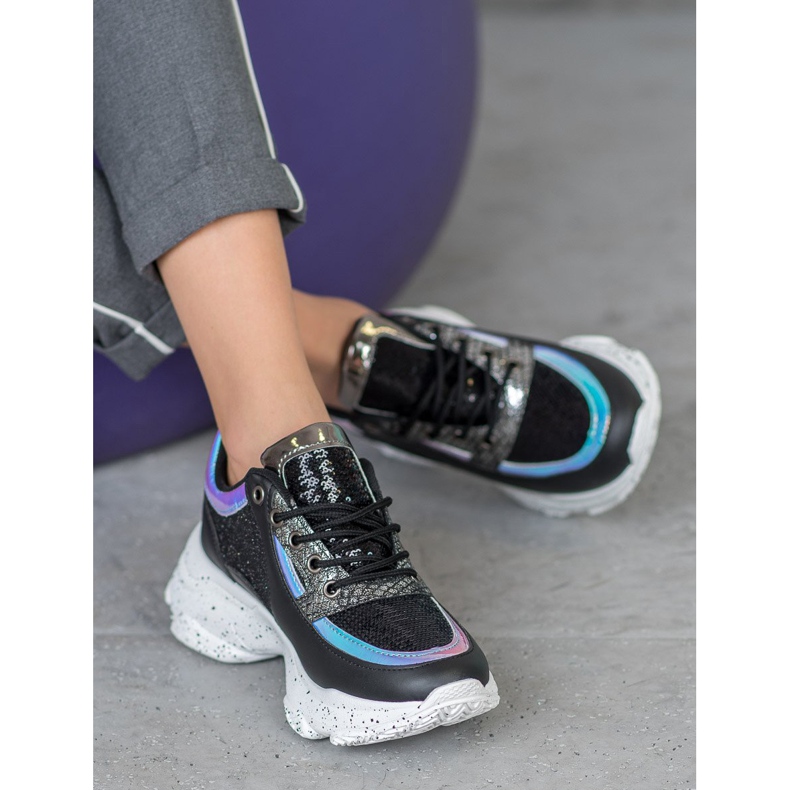 SHELOVET Sneakers With Sequins On The Platform black multicolored 2