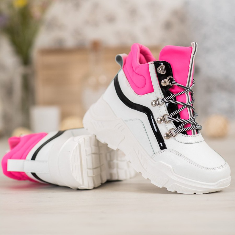 Ideal Shoes Fashion boots white pink multicolored 1