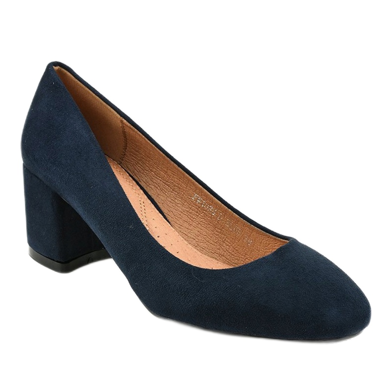 Navy blue suede pumps on the FM1089 post 1