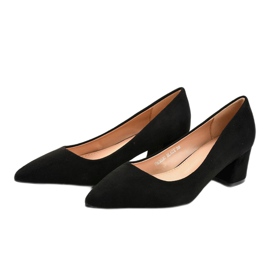 Black pumps on a post made of eco-suede FM3030 yellow 1