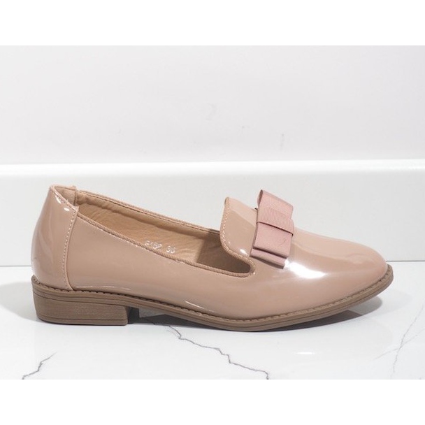 Ladies' beige moccasins with a bow F158 2