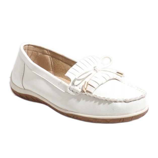 White fringed ballerinas moccasins MDM126 1