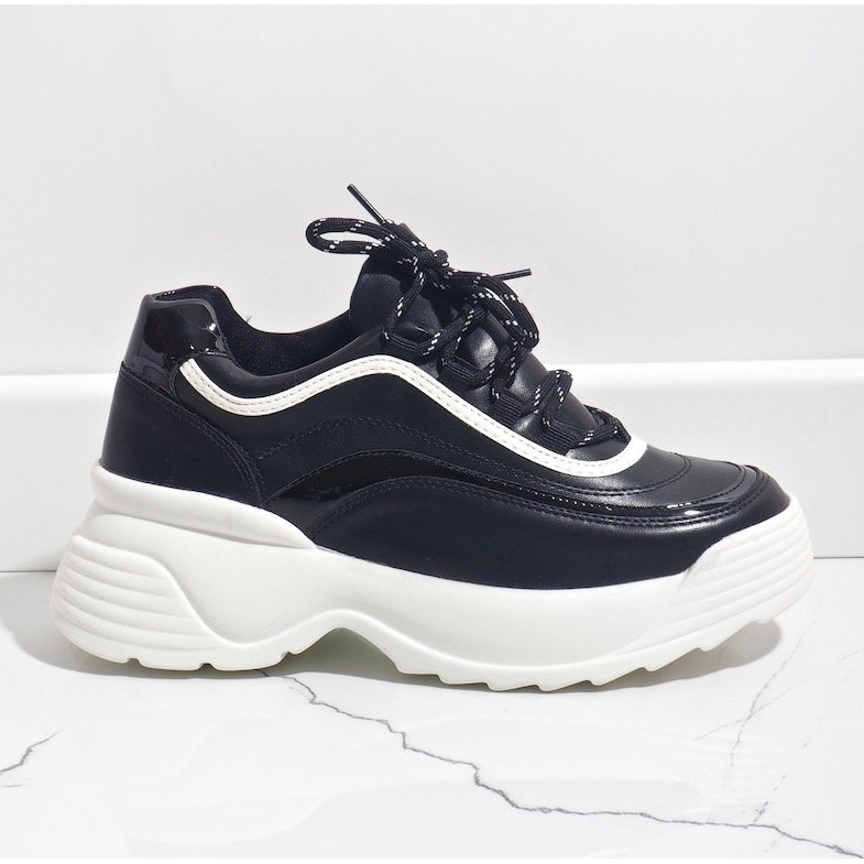 Black, eco-leather sports sneakers 7918-Y 2