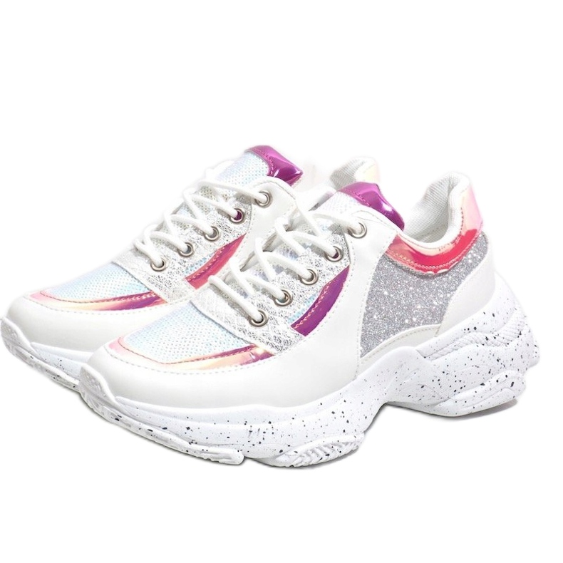 White sports sneakers with HL-08 multicolored 1
